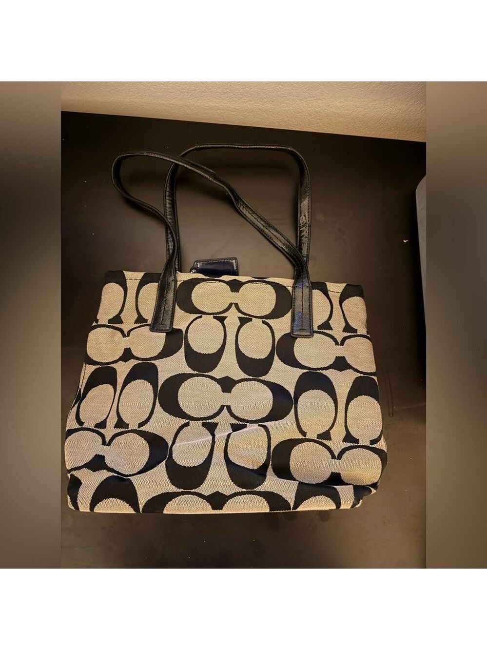 Coach Signature Tote - Black, Grey, and Blue - Picture 4 of 7